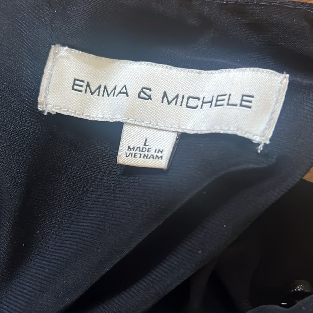 Emma and Michelle, navy sleeveless jumpsuit elastic waste, gold necklace, large - Picture 11 of 12